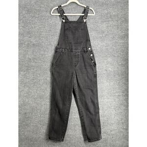 Topshop Moto Womens Denim Jean Overalls Size 4 Black Wash Ankle 100% Cotton